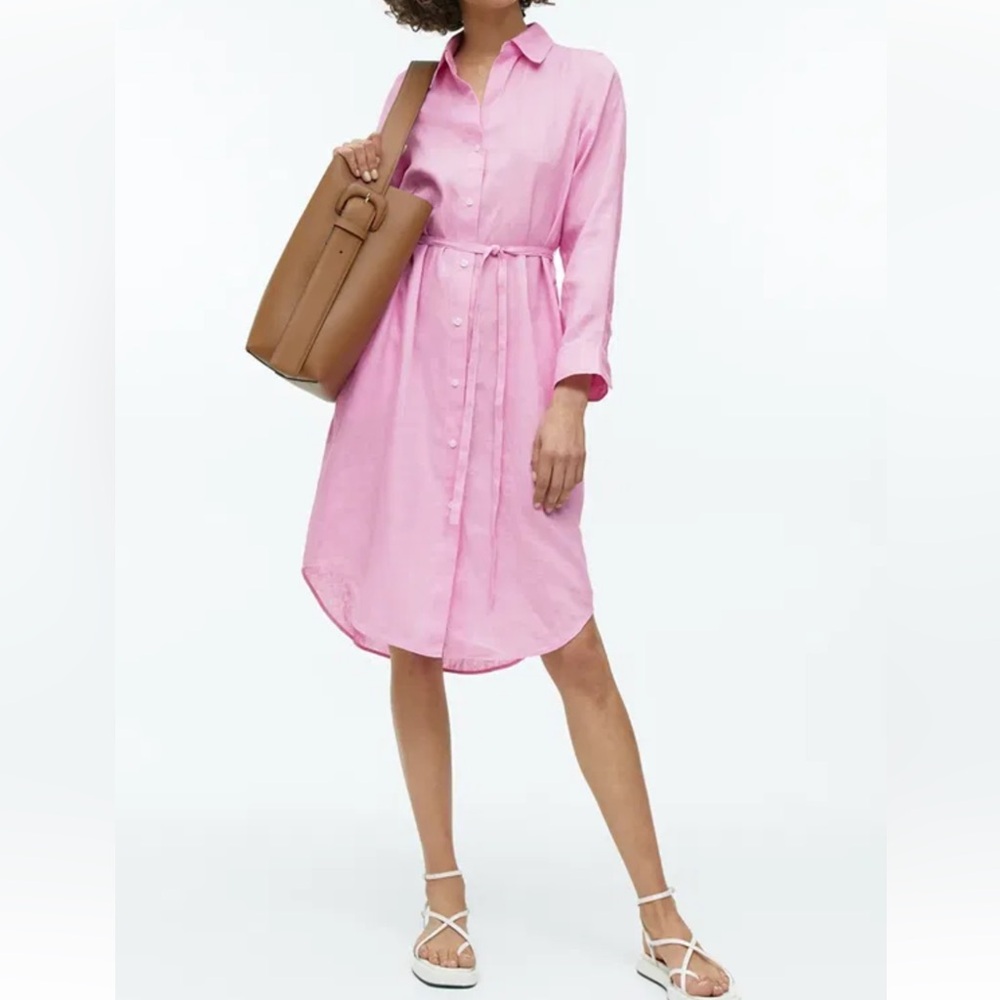 Arket Pink 100% Linen Shirt Dress